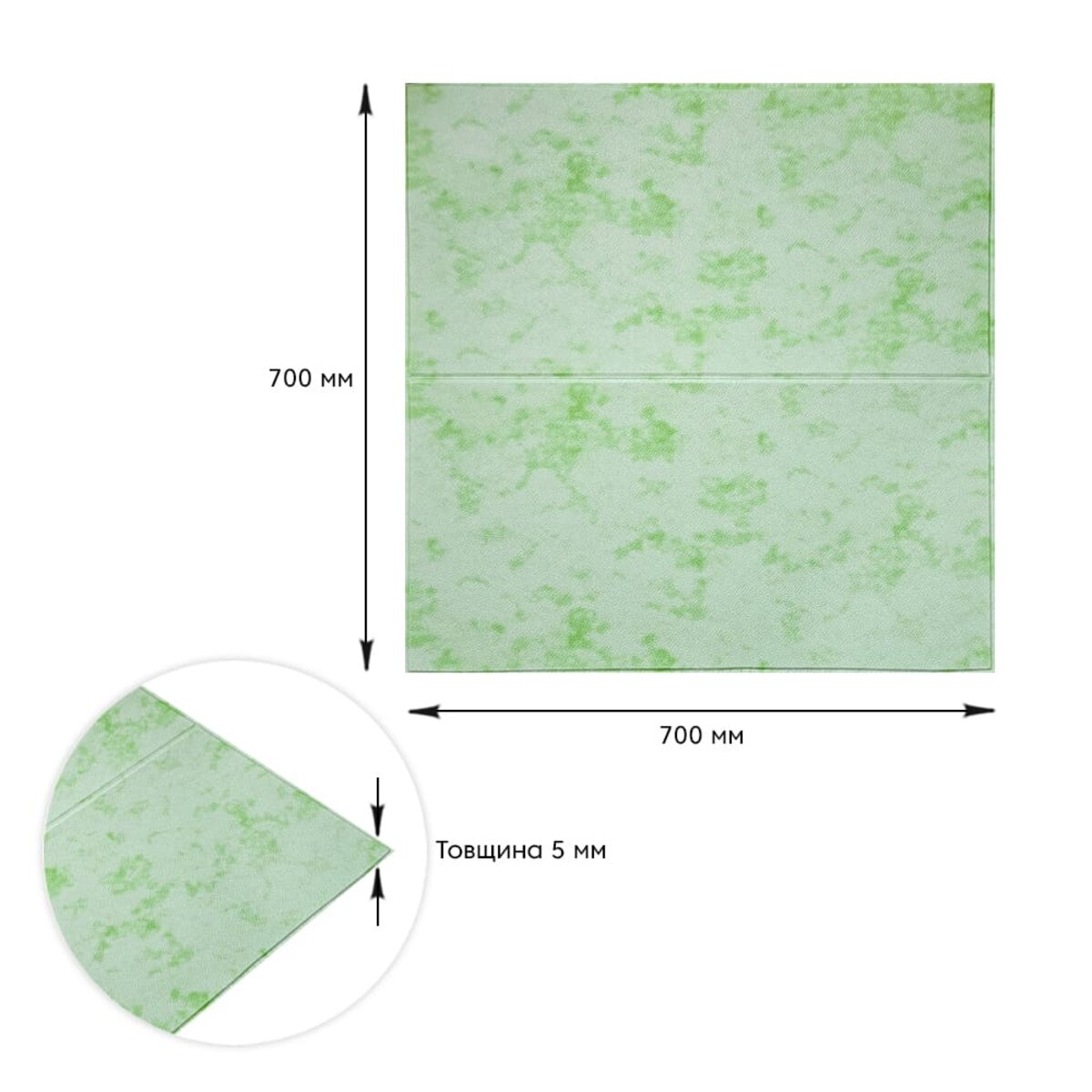 Панель стінова 3D 700х700х4мм Мармур зелений SW-00002441 - Image 3