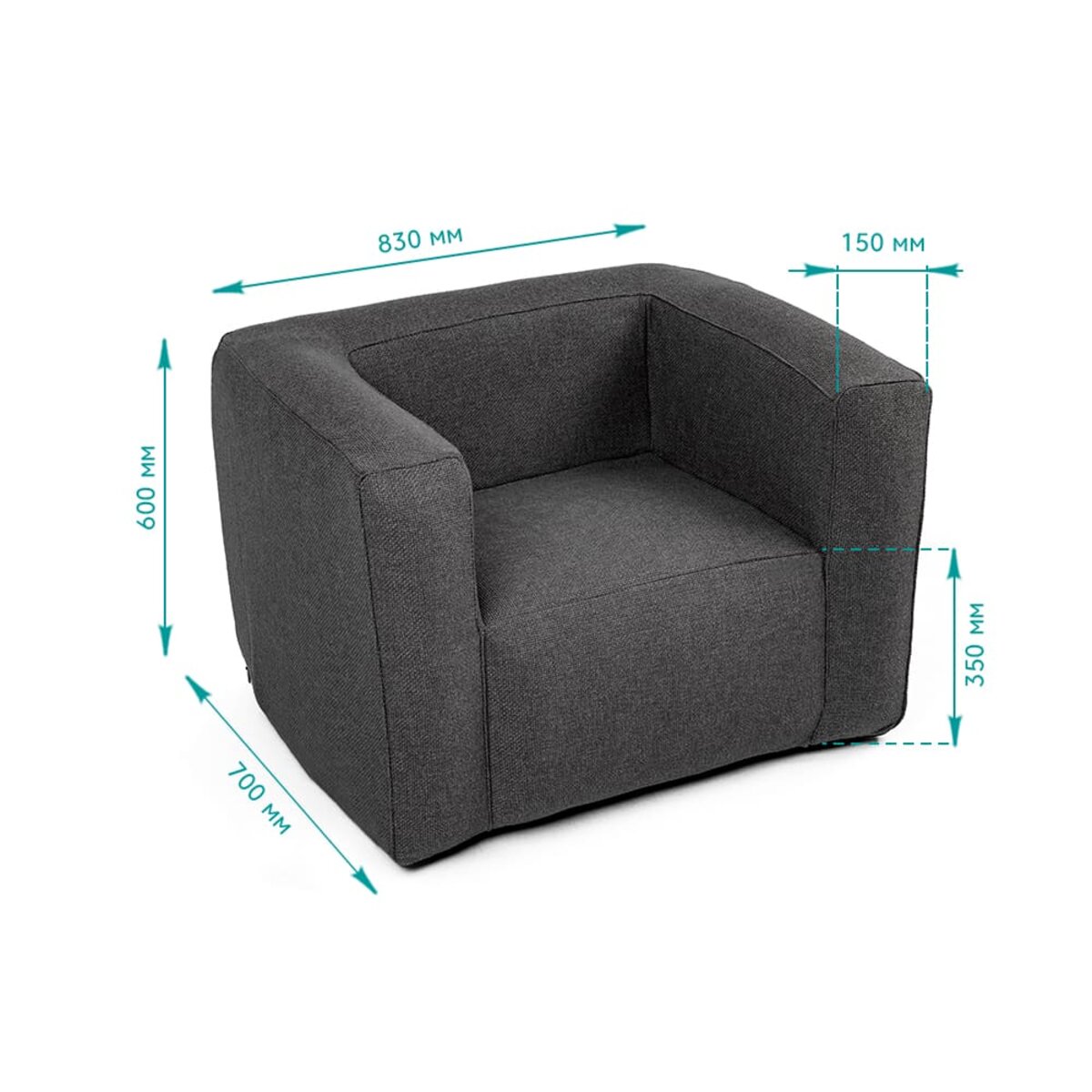 Комплект надувних меблів диван і 2 крісла Сірий SW-00002659 - Image 4